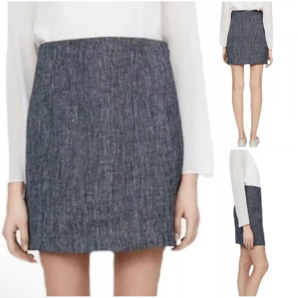 NWT Theory High Rise Mini Skirt in Navy Multi Herring Melange Brand New - Picture 3 of 13